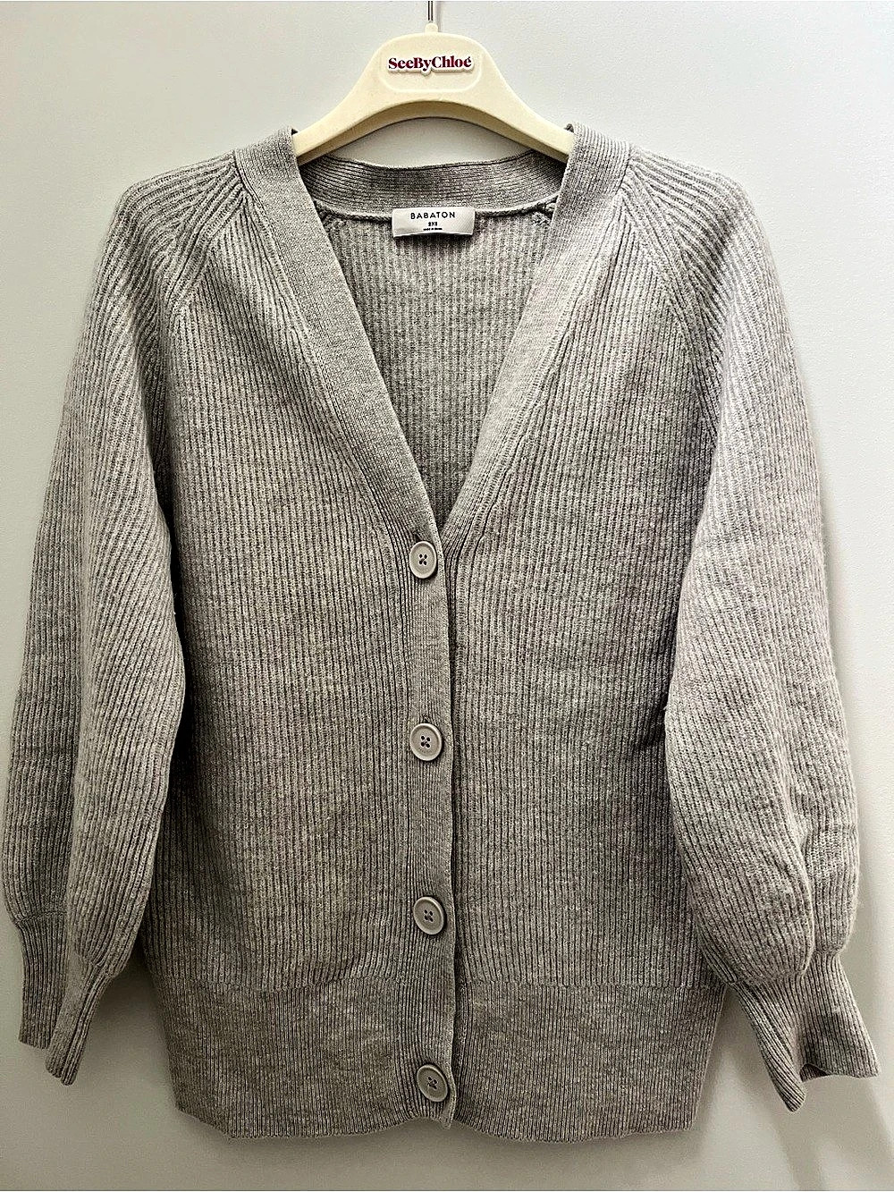 Aritzia Babaton Warm Soft Wool Blend Ribbed V-Neck Cardigan